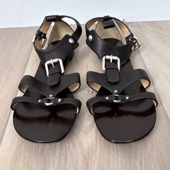 Giuseppe Zanotti Brown Leather Buckle Sandals Size 10 - Picture 2 of 13